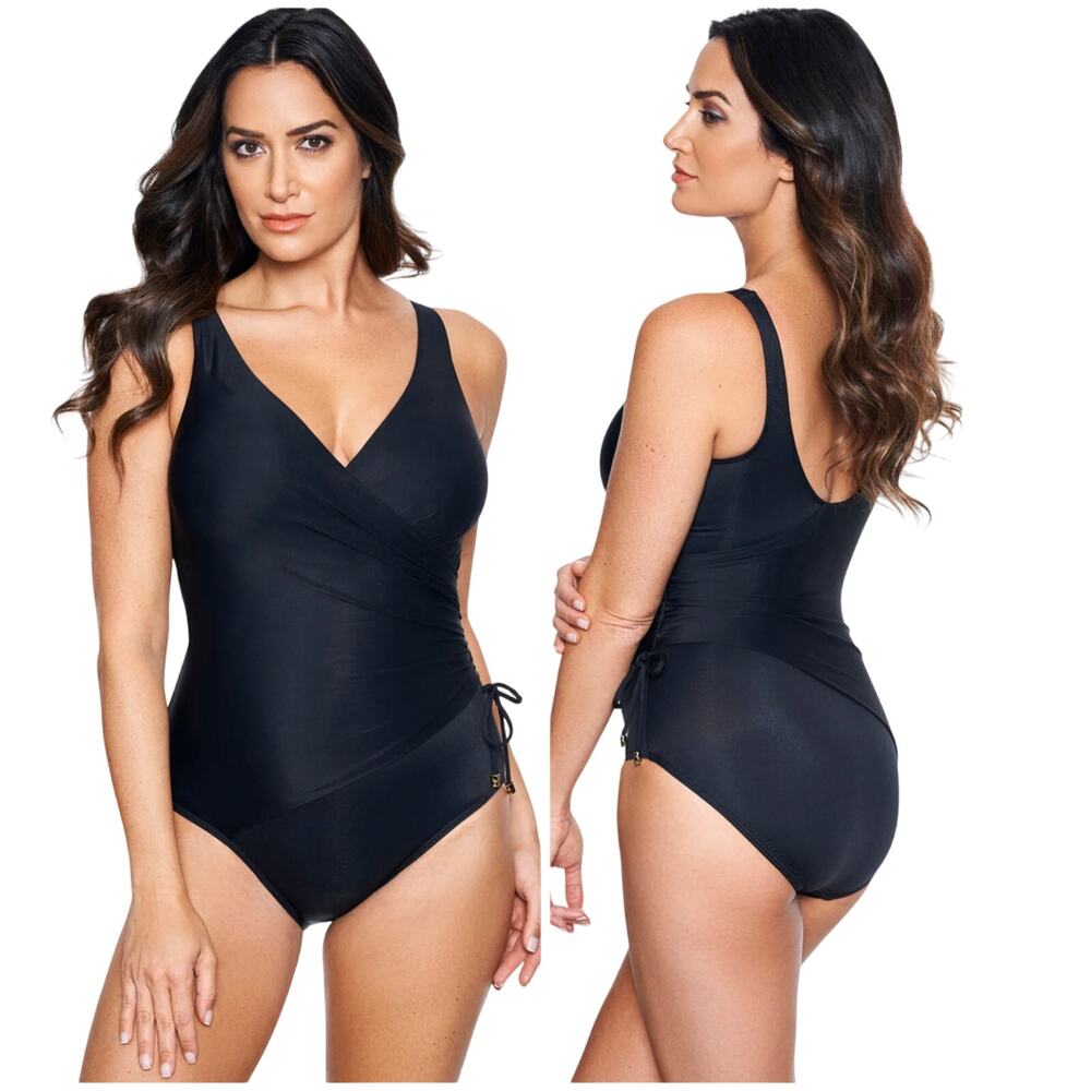 Miraclesuit NWT Black Eclat Swimsuit Size 8 Wireless Soft Cup Bra Slimming